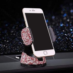 img 3 attached to 📱 Bling Crystal Rhinestone Car Phone Holder Mount with Air Vent Base: USB 3-in-1 Charging Cable, 2 Car Decor Button Rings - Pink - Ideal Bling Car Accessories for Women