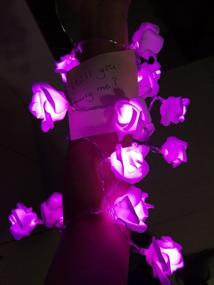 img 1 attached to 🌹 Fantasee 50 LED Purple Rose String Lights for Wedding, Home Party, Birthday Festival - Battery Operated Fairy Starry Lights - Indoor Outdoor Decorations (16.5ft)