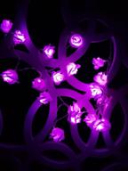 🌹 fantasee 50 led purple rose string lights for wedding, home party, birthday festival - battery operated fairy starry lights - indoor outdoor decorations (16.5ft) логотип