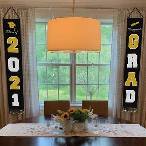 img 1 attached to 🎉 Chokeberry Graduation Banners - Class of 2021 & Congrats Hanging Banner Set for Home Front Door Wall, Ideal Fabric Porch Sign for Outdoor/Indoor Use
