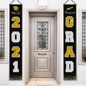 img 2 attached to 🎉 Chokeberry Graduation Banners - Class of 2021 & Congrats Hanging Banner Set for Home Front Door Wall, Ideal Fabric Porch Sign for Outdoor/Indoor Use