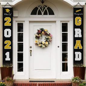 img 3 attached to 🎉 Chokeberry Graduation Banners - Class of 2021 & Congrats Hanging Banner Set for Home Front Door Wall, Ideal Fabric Porch Sign for Outdoor/Indoor Use