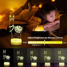 img 2 attached to 🦙 3D Llama Night Light: Love Heart Alpaca Llama Visual Lamp with Remote Control - 16 Colors Changing 3D Illusion Night Lights - Desk Home Decoration & Birthday Gifts for Kids