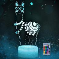 🦙 3d llama night light: love heart alpaca llama visual lamp with remote control - 16 colors changing 3d illusion night lights - desk home decoration & birthday gifts for kids логотип