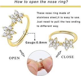 img 1 attached to ORAZIO 9Pcs 20G Nose Rings Hoops: Surgical Steel CZ Cartilage Earrings 🦋 - Stylish Butterfly & Flower Piercing Jewelry in Silver, Gold, Black, and Rose Gold