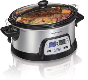 img 4 attached to 🍲 Hamilton Beach Portable 6-Quart Programmable Slow Cooker - Stay or Go with Dual Digital Timer, FlexCook, 2 Heat Settings, Lid Lock (33861)