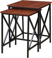 🌟 convenience concepts tucson nesting end tables: stylish cherry and black duo for maximum convenience logo