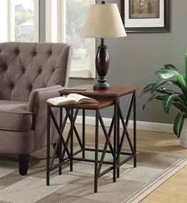 img 1 attached to 🌟 Convenience Concepts Tucson Nesting End Tables: Stylish Cherry and Black Duo for Maximum Convenience