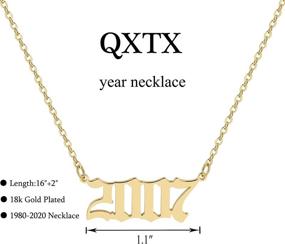 img 1 attached to 🎁 18K Gold Plated Old English Number Pendant Necklace for Women – Birthday Anniversary Jewelry, Birth Year Necklace for Women (1980-2020)