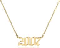 🎁 18k gold plated old english number pendant necklace for women – birthday anniversary jewelry, birth year necklace for women (1980-2020) logo