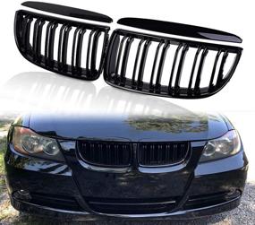 img 4 attached to 🚗 Premium Glossy Black Dual Slat Grille for BMW E90 3-Series (2005-2008) - Perfect Fit!