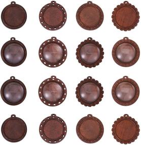 img 4 attached to PH PandaHall Wooden Pendant Trays with Glass Cabochon Dome - 20pcs/set, 4 Styles Perfect for Wedding Jewelry and Photo Charm Cameos
