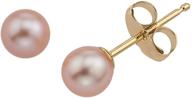 high-quality 14k solid gold 4mm 💎 freshwater pink cultured pearl earrings for girls logo