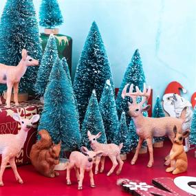 img 1 attached to 🎄 Superior 16pcs Mini Christmas Pine Trees with 11pcs Christmas Miniatures: Deer, Squirrel, Rabbit, Wolf Figurines - Resin Ornaments for Christmas Village, Garden, Micro Landscape - DIY Xmas Crafts