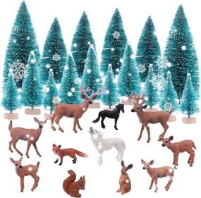 img 4 attached to 🎄 Superior 16pcs Mini Christmas Pine Trees with 11pcs Christmas Miniatures: Deer, Squirrel, Rabbit, Wolf Figurines - Resin Ornaments for Christmas Village, Garden, Micro Landscape - DIY Xmas Crafts