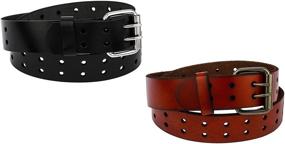img 1 attached to Pack Unisex Two Hole Genuine Leather Men's Accessories