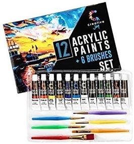 img 2 attached to 🎨 Creative Joy CJAPB01 Acrylic Paint Set & Brushes: Vibrant Paint Sets with 6 Brushes - Perfect for Artists, Hobby Painters and All Ages - Beginner to Expert Acrylic Paint Kits (12 Paints)