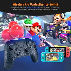 img 1 attached to 🎮 High Performance Wireless Pro Controller for Switch/Switch Lite with NFC, Dual Vibration, and Gyro Axis Function - Black