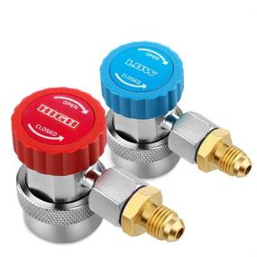img 1 attached to 💨 Flexzion Deluxe Adjustable AC R134a Quick Coupler Connector Set: High-Quality Manifold Gauge Low & High Side Adapter for Auto Air Conditioning - Essential HVAC Replacement Tool