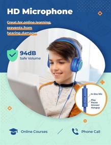 img 2 attached to [2 Pack] iClever Kids Headphones with Microphone - 94dB Safe Volume Limited- Wired Headphones for 🎧 Kids Teens with Sharing Splitter, Tangle-Free Foldable Stereo Headset - Ideal for School, Tablet, Travel, Mp3, and Mp4