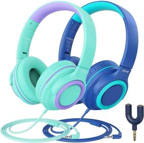 img 4 attached to [2 Pack] iClever Kids Headphones with Microphone - 94dB Safe Volume Limited- Wired Headphones for 🎧 Kids Teens with Sharing Splitter, Tangle-Free Foldable Stereo Headset - Ideal for School, Tablet, Travel, Mp3, and Mp4