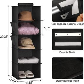 img 1 attached to Maximize Your Space with YOUDENOVA 5-Shelf Hanging Closet Organizer, Black