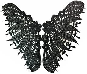 img 1 attached to 🌼 2 Sets Exquisite Black Floral Embroidery Patch Neckline Lace Appliques for DIY Crafts - Style C in White