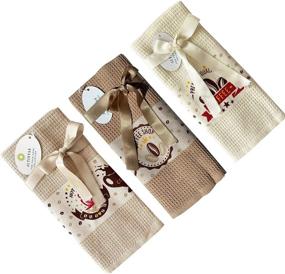 img 4 attached to 🧼 ALTINTAS Kitchen Hand Towels, Absorbent Dish Cloths for Kitchen, Drying & Cleaning, Tea & Bar Towels, 100% Cotton Waffle Weave, Multi-Purpose & Decorative for Home, Set of 3, Coffee Design - 17 x 26 Inches