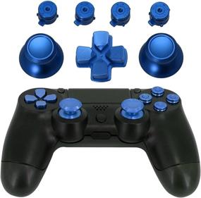 img 4 attached to PS4/PS4 Slim/PS4 Pro Controller Metal Replacement Repair Kits - Jadebones Blue Thumbsticks Thumb Grip Bullet and D-pad Buttons