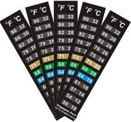 🌡️ stick on thermometer strip: accurate digital temperature display for fermenting, brewing, wine, beer, kombucha or aquariums. 50-90f (10-32c) vertical adhesive sticker - 5 pack logo