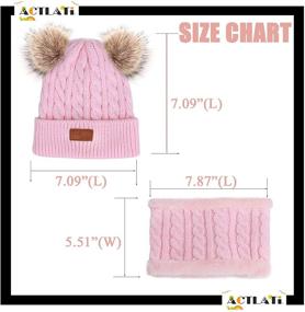 img 1 attached to ❄️ ACTLATI Kids Winter Hat &amp; Scarf Set with Removable Pom Pom - Knitted Hat &amp; Neck Warmer for Boys &amp; Girls Age 1-6 Years