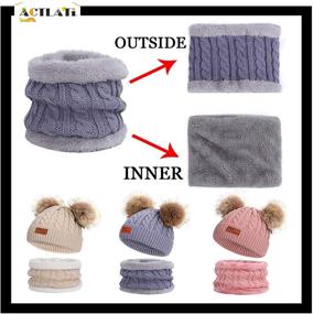 img 3 attached to ❄️ ACTLATI Kids Winter Hat &amp; Scarf Set with Removable Pom Pom - Knitted Hat &amp; Neck Warmer for Boys &amp; Girls Age 1-6 Years