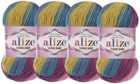 img 1 attached to 🧶 Пряжа Alize Cotton Gold Batik: 55% Хлопок 45% Акриловое вязаное искусство (4 мотка/Шар 400г, 1444 ярдов/6794 ярдов)