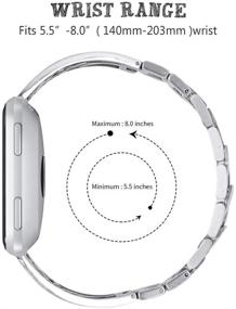 img 3 attached to Valchinova совместим с заменой ремешка Fitbit Versa с блестящими стразами Ремешок из нержавеющей стали премиум-класса Металлический браслет Аксессуар (серебристый)