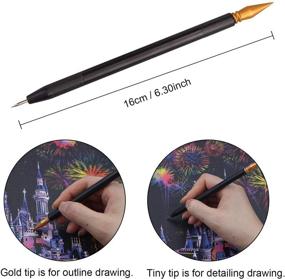 img 2 attached to 2 Pack Scratch Art Crafts: Rainbow Scratch Art Paper for Kids and Adults, 16'' x 11.2'' Scratchboard Painting Creative Gift Set with 5 Tools (Amusement Park & Castle)