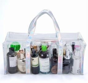 img 1 attached to Transparent Clear Tote Bag for Women - Stadium Approved Travel Gym and Toiletry Bag with See Through Design