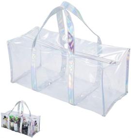 img 4 attached to Transparent Clear Tote Bag for Women - Stadium Approved Travel Gym and Toiletry Bag with See Through Design