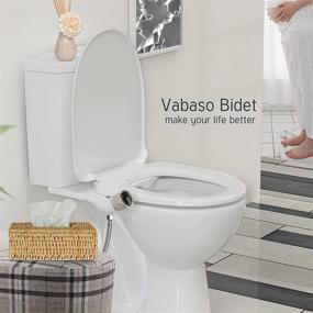 img 1 attached to 🚽 Vabaso Non-Electric Fresh Water Bidet Toilet Seat Attachment with Self Cleaning Nozzle, Dual Nozzle &amp; Adjustable Water Pressure for Posterior and Feminine Wash