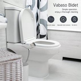 img 2 attached to 🚽 Vabaso Non-Electric Fresh Water Bidet Toilet Seat Attachment with Self Cleaning Nozzle, Dual Nozzle &amp; Adjustable Water Pressure for Posterior and Feminine Wash