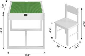 img 1 attached to 🎨 4NM 2 in 1 Kids Activity Table and Chairs: White Wood Play Building Block Set with Hidden Storage
