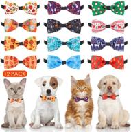 🍁 autumn halloween dog bow ties collar 13-pack - soft adjustable cat bow ties - holiday pet bow-ties maple leaf for small dogs, puppies, and cats логотип