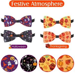 img 1 attached to 🍁 Autumn Halloween Dog Bow Ties Collar 13-Pack - Soft Adjustable Cat Bow Ties - Holiday Pet Bow-Ties Maple Leaf for Small Dogs, Puppies, and Cats