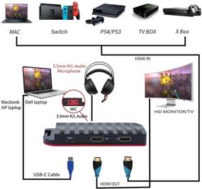 img 2 attached to 4K 30FPS Захват видеоадаптера, USB3.0/Type-C HDMI видеоигрового захвата, 1920x1080p 60FPS, с входом для микрофона и просмотром HDMI, совместимый с PS3/PS4 Xbox Wii U, Windows, Linux, macOS, OBS трансляция.