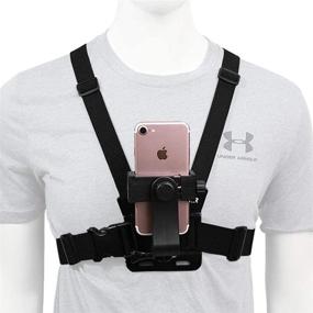 img 4 attached to 📷 Chest Strap Mount for Mobile Phones and Action Cameras - Universal Harness Holder with POV Capability, Compatible with Gopro, Akaso, Samsung, iPhone, and More