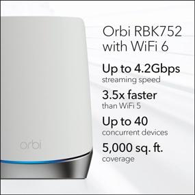 img 3 attached to 📶 NETGEAR Orbi RBK752 - Whole Home Tri-band Mesh WiFi 6 System with 1 Satellite Extender, Coverage up to 5,000 sq. ft., Supports 40 Devices, AX4200 (Up to 4.2Gbps)