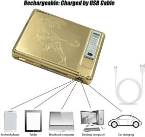 img 3 attached to 🐯 Moonwbak Cigarette Case Lighter, Rechargeable Metal Box Holder for 20 Regular Cigarettes, USB Flameless Windproof Cigar Lighter with Cable - Ideal Birthday Gift (Tiger)