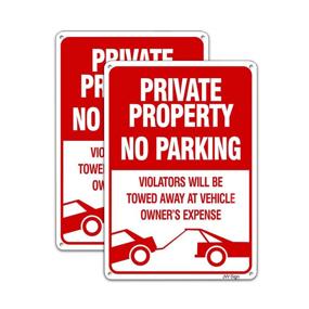 img 4 attached to Private Property No Parking Sign Violators Will Be Towed Away Metal Sign (2 Pack) 10&#34