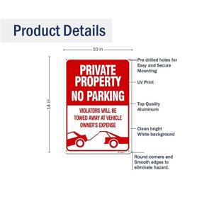 img 3 attached to Private Property No Parking Sign Violators Will Be Towed Away Metal Sign (2 Pack) 10&#34