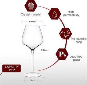 img 3 attached to 🍷 Набор из 2 ручных бургундских винных бокалов - без свинца, хрусталь, 19 унций - идеальный подарок для свадьбы, годовщины, Рождества, дня рождения