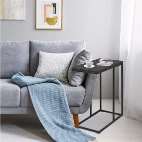 img 2 attached to 🛋️ Tangkula Sofa Side Table: C Shaped End Table for Sofa Couch, Bed & Living Room - Slide Under Snack Table, Black